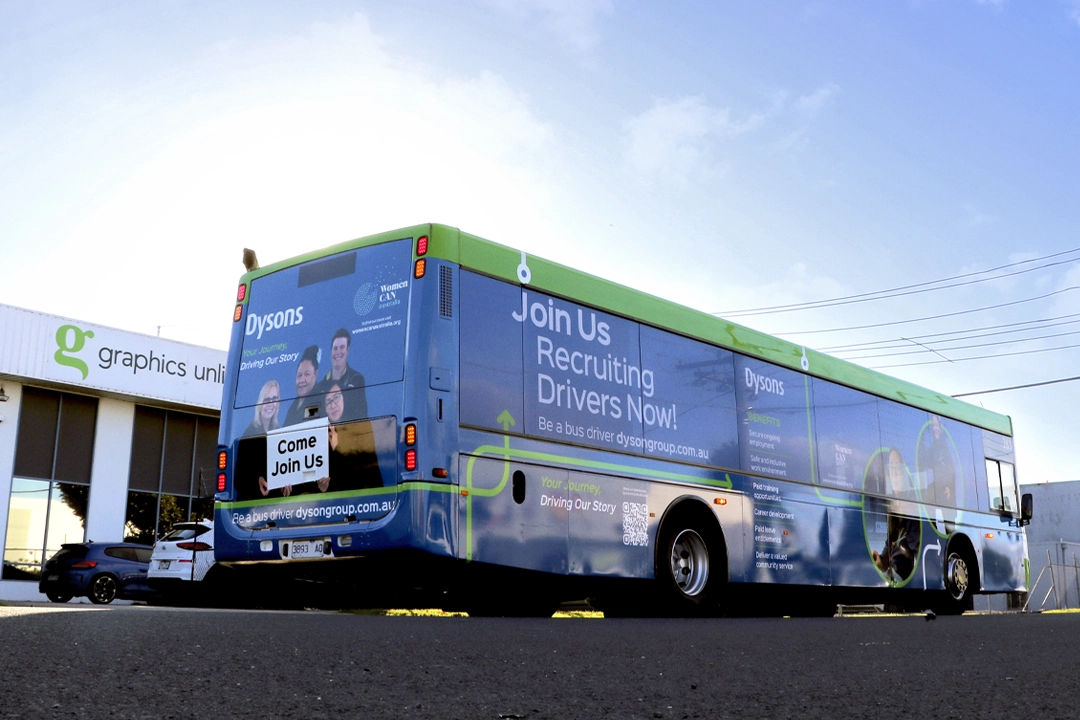 Dysons Bus_In front of Graphics Unlimited Dysons Bus in front of Graphics Unlimited building